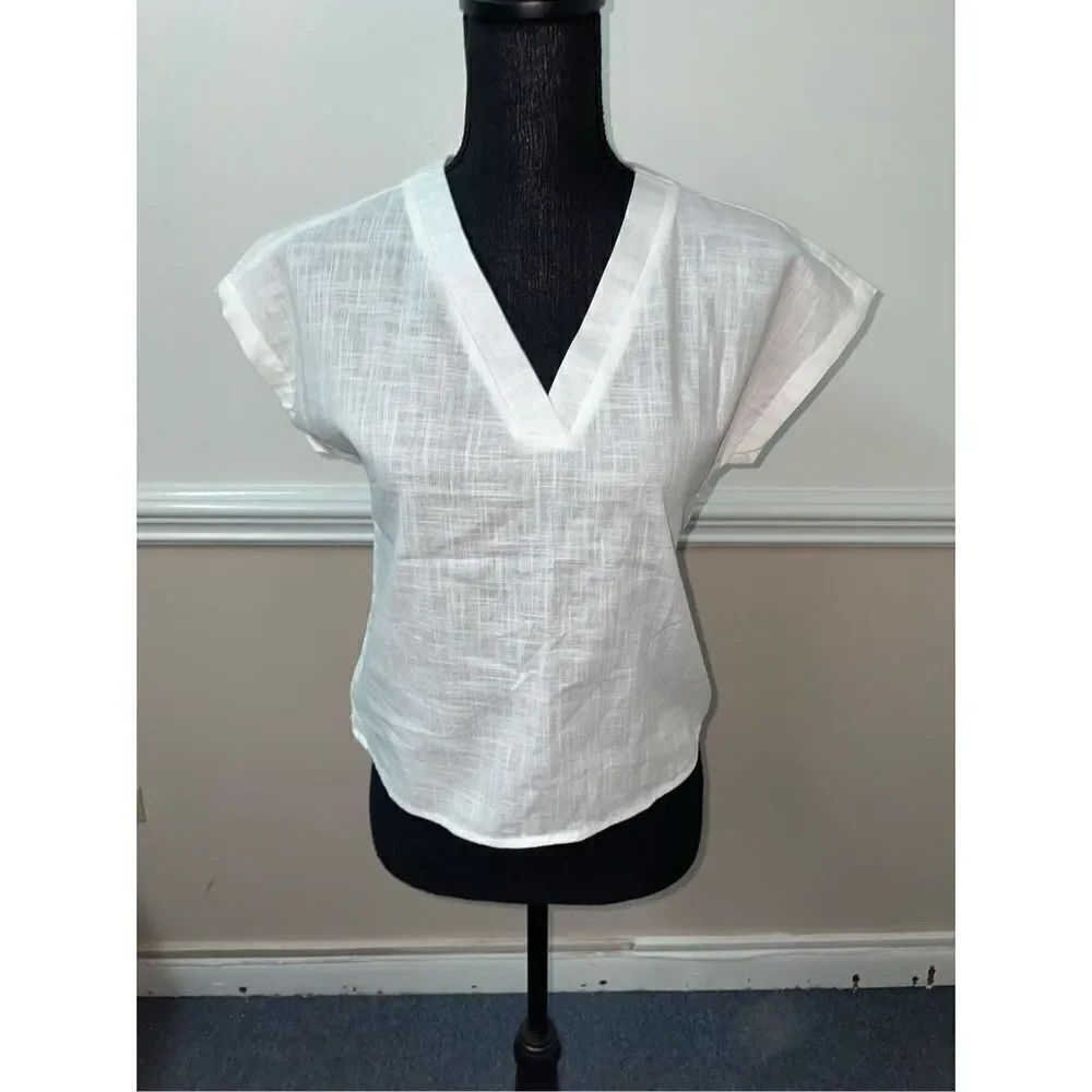 Emery Rose Batwing Sleeve Solid White Tee- Shein